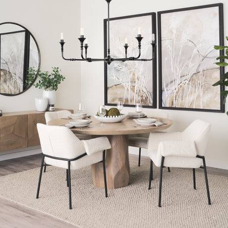 Brently Dining Chair w/ Cream Boucle Fabric & Matte Black Metal Legs, Set of 2 from Mercana - Luna Furniture