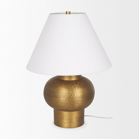 Salaah Antique Gold Brushed Metal w/ Cream Shade Table Lamp from Mercana - Luna Furniture