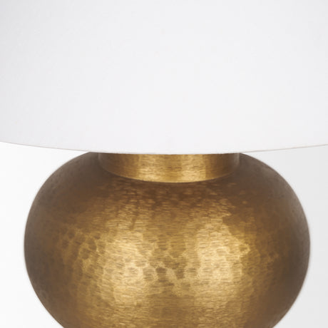 Salaah Antique Gold Brushed Metal w/ Cream Shade Table Lamp from Mercana - Luna Furniture