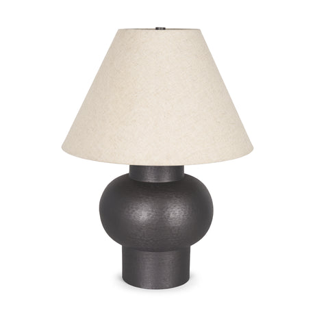 Salaah Black Brushed Metal w/ Beige Shade Table Lamp from Mercana - Luna Furniture