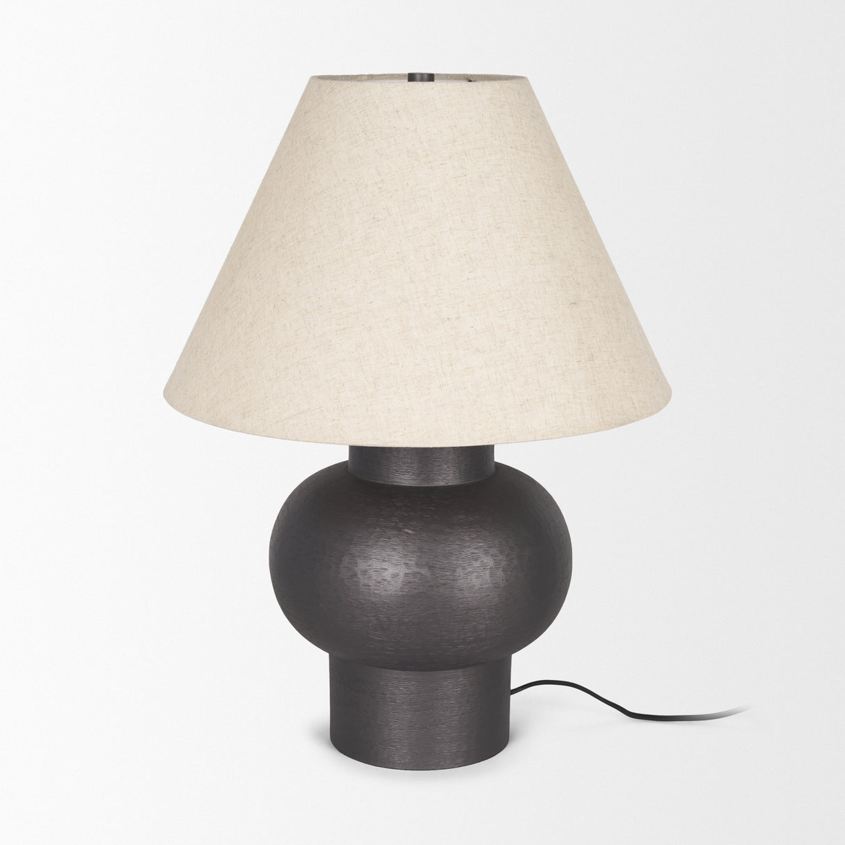 Salaah Black Brushed Metal w/ Beige Shade Table Lamp from Mercana - Luna Furniture