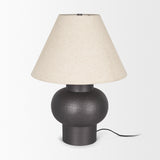 Salaah Black Brushed Metal w/ Beige Shade Table Lamp from Mercana - Luna Furniture