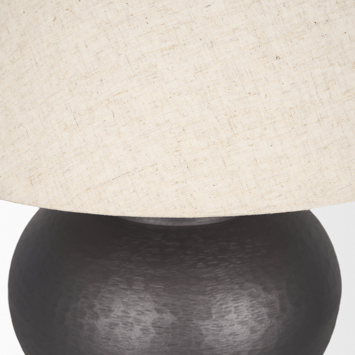 Salaah Black Brushed Metal w/ Beige Shade Table Lamp from Mercana - Luna Furniture