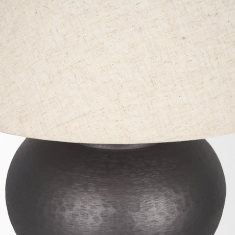 Salaah Black Brushed Metal w/ Beige Shade Table Lamp from Mercana - Luna Furniture