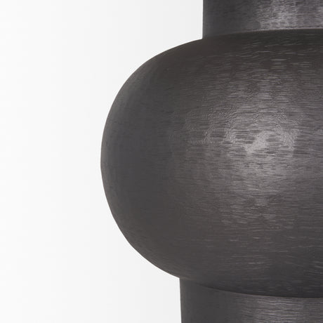 Salaah Black Brushed Metal w/ Beige Shade Table Lamp from Mercana - Luna Furniture