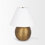Sadiyah Antiqued Gold Brushed Metal w/ Cream Shade Table Lamp from Mercana - Luna Furniture