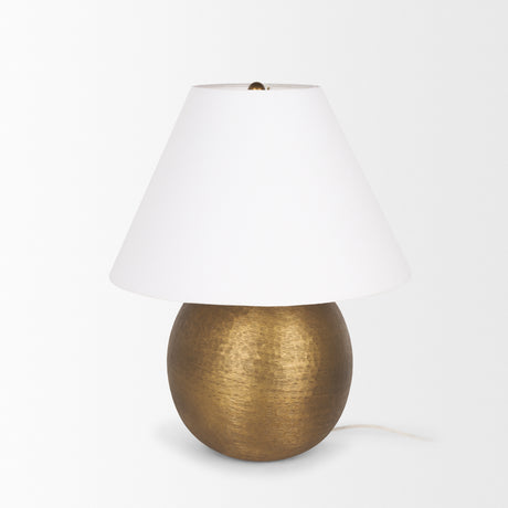 Sadiyah Antiqued Gold Brushed Metal w/ Cream Shade Table Lamp from Mercana - Luna Furniture