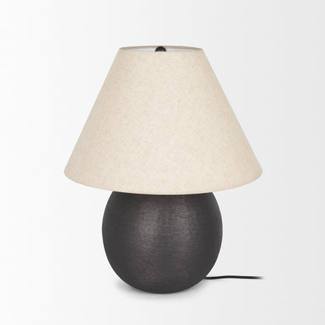 Sadiyah Black Brushed Metal w/ Beige Shade Table Lamp from Mercana - Luna Furniture