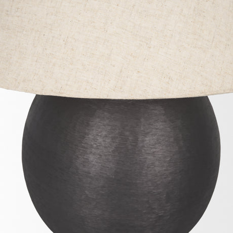 Sadiyah Black Brushed Metal w/ Beige Shade Table Lamp from Mercana - Luna Furniture