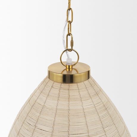 Saliha Cane w/ Brass Metal Pendant Light from Mercana - Luna Furniture