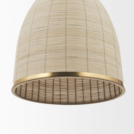 Saliha Cane w/ Brass Metal Pendant Light from Mercana - Luna Furniture