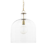 Sadah Large Clear Blown Glass w/ Gold Metal Pendant Light from Mercana - Luna Furniture