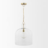Sadah Large Clear Blown Glass w/ Gold Metal Pendant Light from Mercana - Luna Furniture