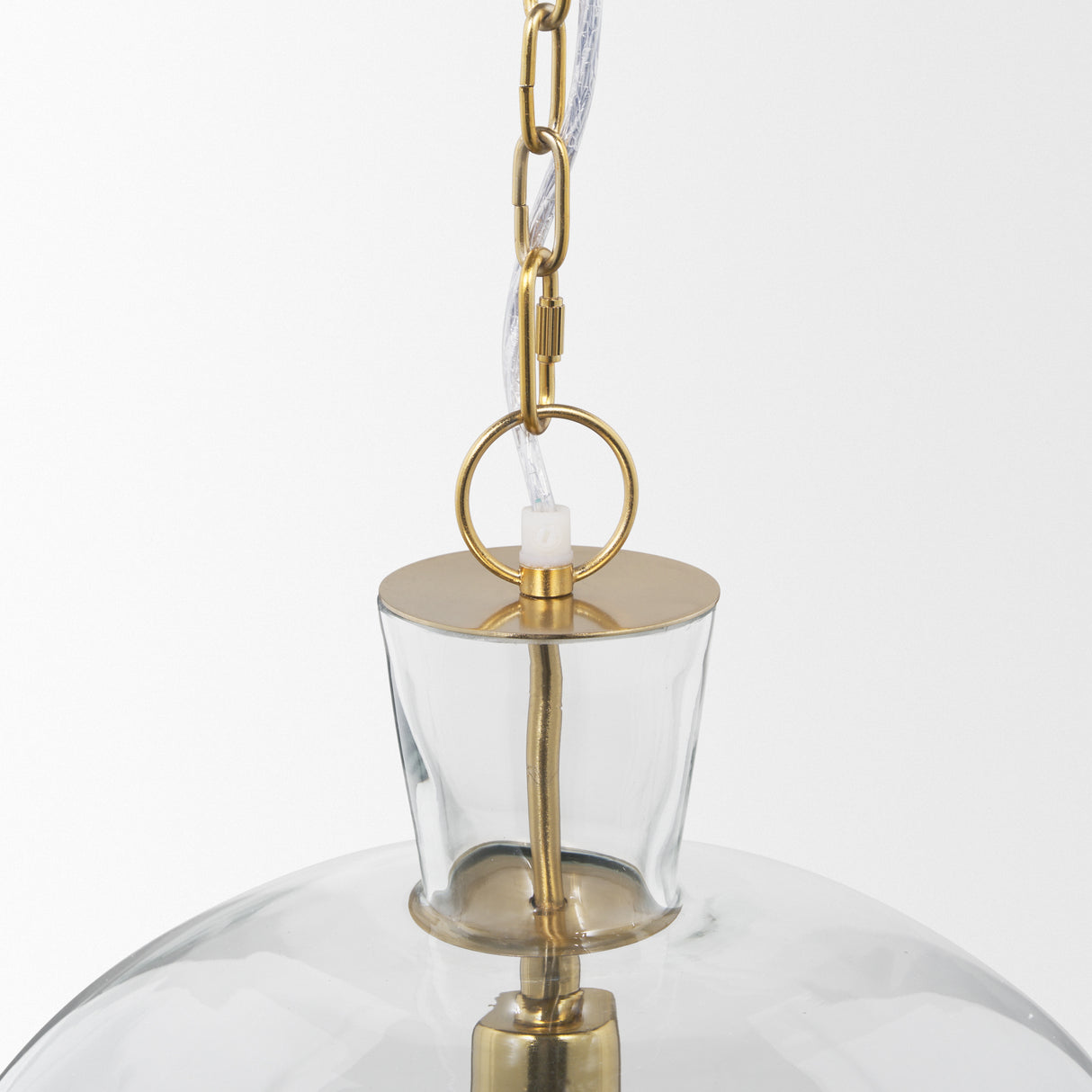 Sadah Large Clear Blown Glass w/ Gold Metal Pendant Light from Mercana - Luna Furniture