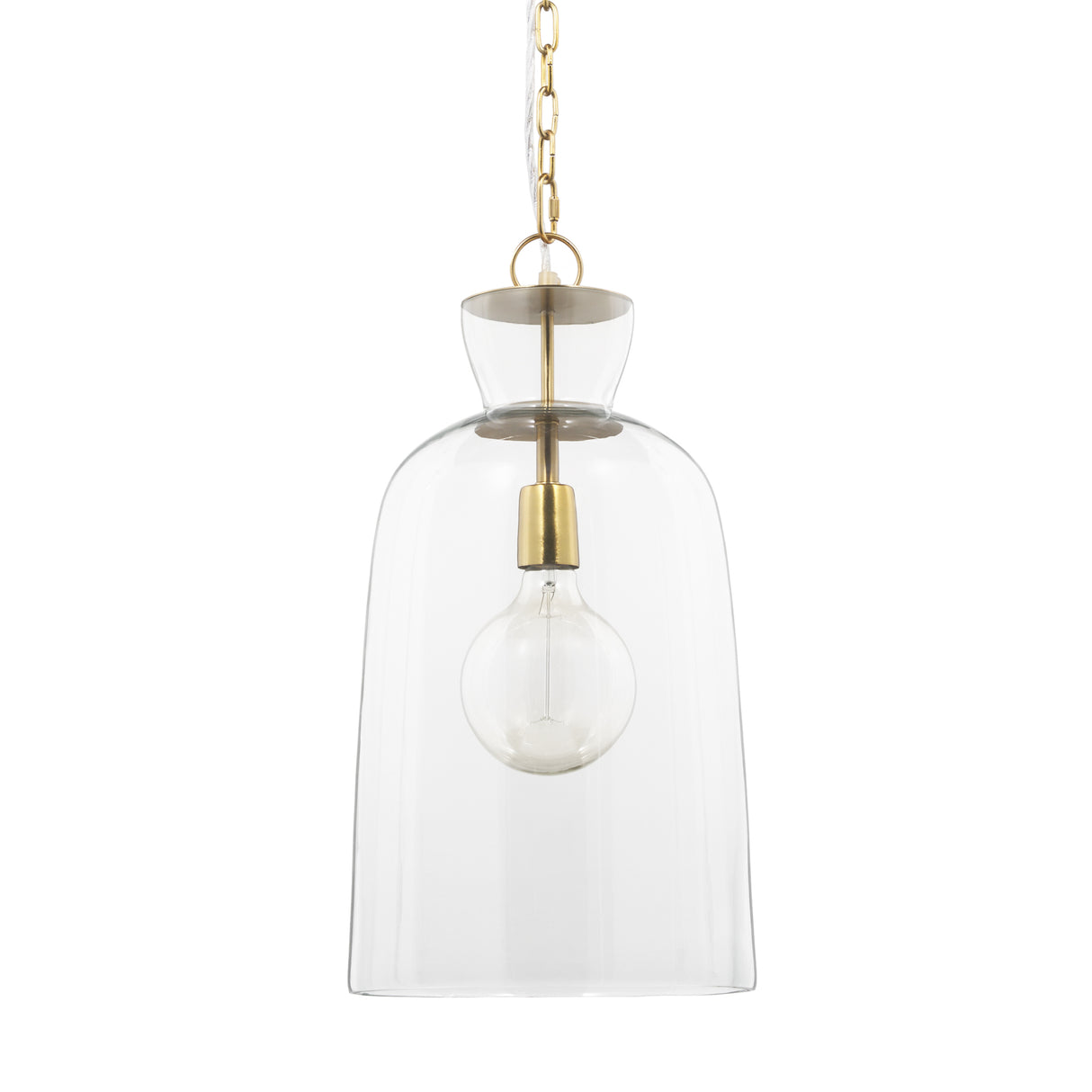 Sadah Tall Clear Blown Glass w/ Gold Metal Pendant Light from Mercana - Luna Furniture
