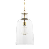 Sadah Tall Clear Blown Glass w/ Gold Metal Pendant Light from Mercana - Luna Furniture