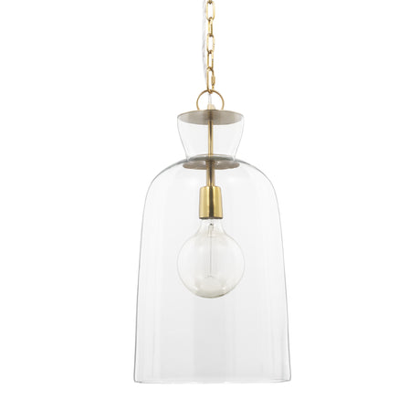Sadah Tall Clear Blown Glass w/ Gold Metal Pendant Light from Mercana - Luna Furniture