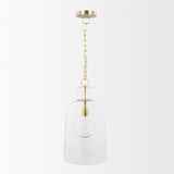 Sadah Tall Clear Blown Glass w/ Gold Metal Pendant Light from Mercana - Luna Furniture