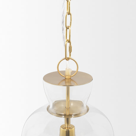 Sadah Tall Clear Blown Glass w/ Gold Metal Pendant Light from Mercana - Luna Furniture