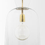 Sadah Tall Clear Blown Glass w/ Gold Metal Pendant Light from Mercana - Luna Furniture
