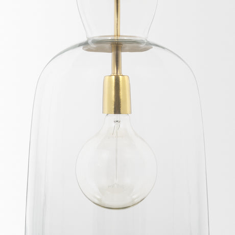 Sadah Tall Clear Blown Glass w/ Gold Metal Pendant Light from Mercana - Luna Furniture