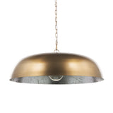 Sanne Antiqued Gold Metal w/ Silver Foil Wide Pendant Light from Mercana - Luna Furniture