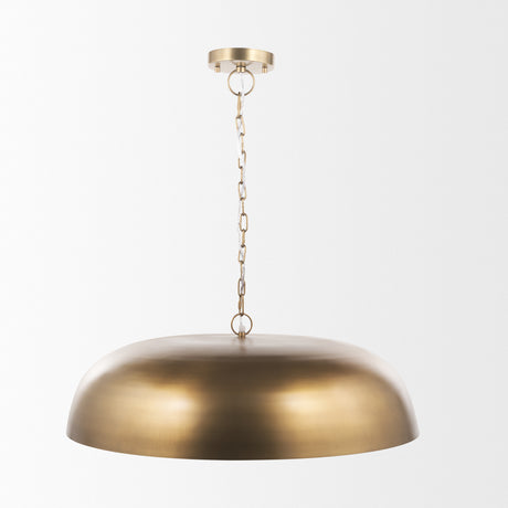Sanne Antiqued Gold Metal w/ Silver Foil Wide Pendant Light from Mercana - Luna Furniture