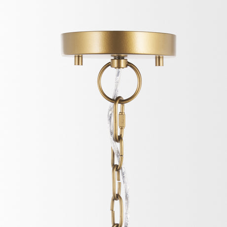 Sanne Antiqued Gold Metal w/ Silver Foil Wide Pendant Light from Mercana - Luna Furniture