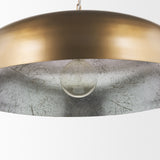 Sanne Antiqued Gold Metal w/ Silver Foil Wide Pendant Light from Mercana - Luna Furniture