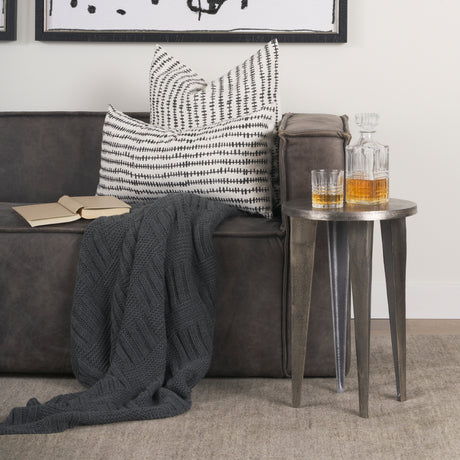 Jenna Cream w/ Black Print Linen Lumbar Decorative Pillow Cover from Mercana - Luna Furniture