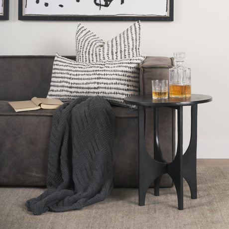Sobi Textured Matte Black Round Metal Accent Table from Mercana - Luna Furniture