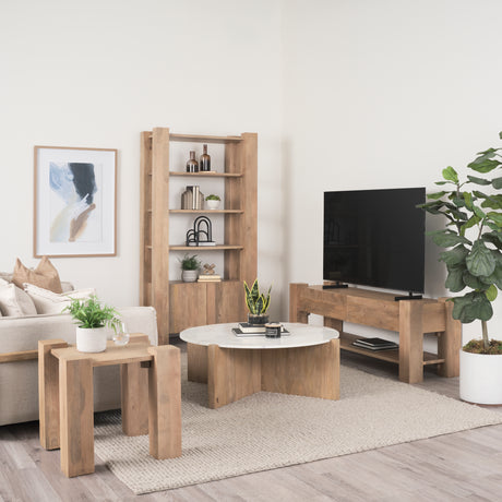Beth Light Brown Wood w/ Open and Closed Storage Shelving Unit from Mercana - Luna Furniture