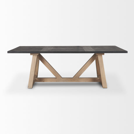Rialto Rectangular Two-Tone Black and Brown Solid Wood Dining Table from Mercana - Luna Furniture