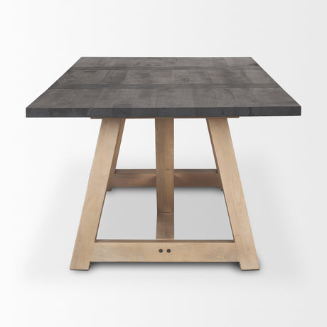 Rialto Rectangular Two-Tone Black and Brown Solid Wood Dining Table from Mercana - Luna Furniture