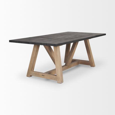 Rialto Rectangular Two-Tone Black and Brown Solid Wood Dining Table from Mercana - Luna Furniture