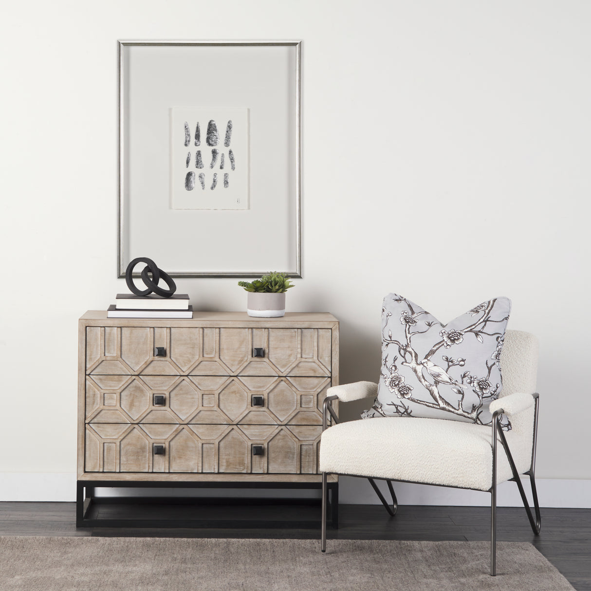Silver Pebbles by Studio M a handmade Original Framed Artwork under Glass from Mercana - Luna Furniture