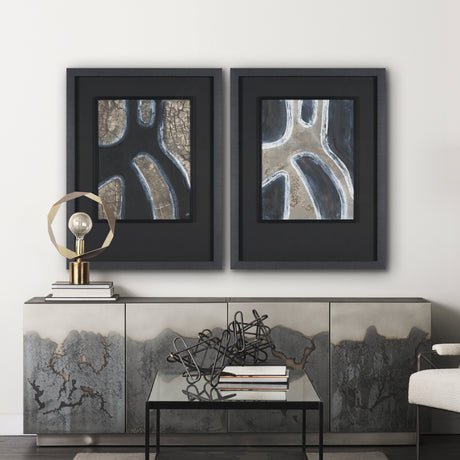 Contrasting Paths I by Studio M a handmade Original Framed 3D Textured Artwork under Glass from Mercana - Luna Furniture