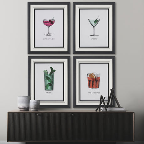 Vintage Cocktails-Old Fashion by Gwen Aspell Hand Embellished Framed Art Print Matted under Glass from Mercana - Luna Furniture
