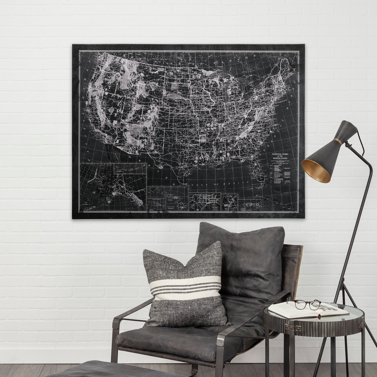 Explorer USA Map Noir by Vintage Collection a Hand Embellished Textured Canvas from Mercana - Luna Furniture