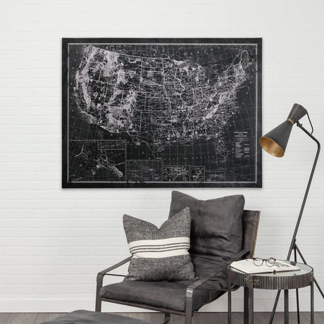 Explorer USA Map Noir by Vintage Collection a Hand Embellished Textured Canvas from Mercana - Luna Furniture