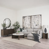 Bianca Dark Brown Wood w/ Marble Round Top Coffee Table from Mercana - Luna Furniture