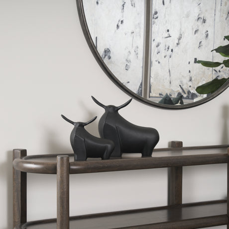 Radu Small Matte Black Metal Bull Decorative Object from Mercana - Luna Furniture