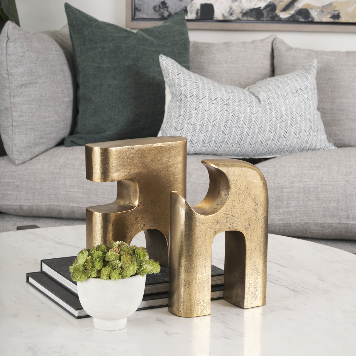 Renni Antiqued Brass Large Decorative Sculpture from Mercana - Luna Furniture