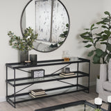 Trey 72.0"L x 16.0"W x 30.0"H Black Metal W/Glass Console Table from Mercana - Luna Furniture