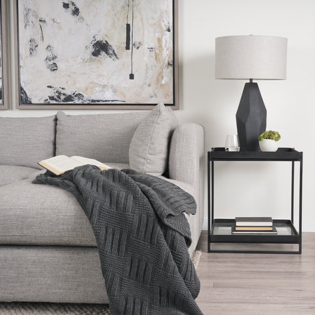Trey Black Metal W/Glass Accent Table from Mercana - Luna Furniture