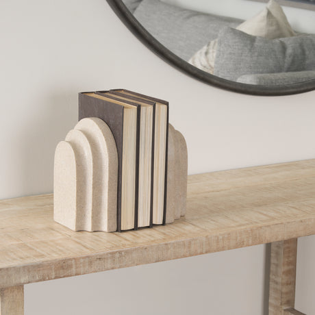 Empire Sandstone Resin Arc Book End Set from Mercana - Luna Furniture