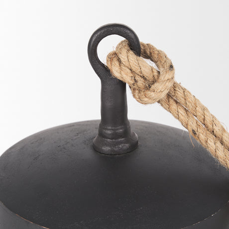 Quincy Large Matte Black Metal Decorative Bell Object from Mercana - Luna Furniture