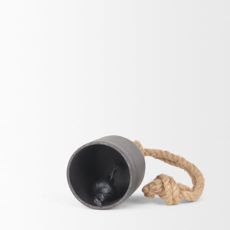 Quincy Small Matte Black Metal Decorative Bell Object from Mercana - Luna Furniture
