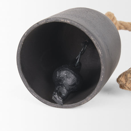 Quincy Small Matte Black Metal Decorative Bell Object from Mercana - Luna Furniture