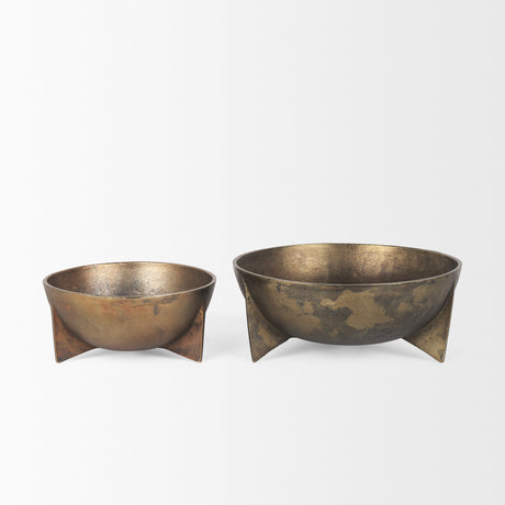Quita Large Gold Metal Decorative Bowls (Set of 2) from Mercana - Luna Furniture
